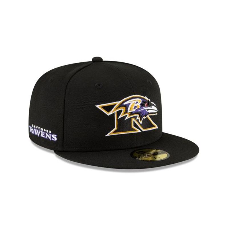 NFL Baltimore Ravens Logo Mix 59Fifty Fitted (YOW4106) - Black New Era Caps